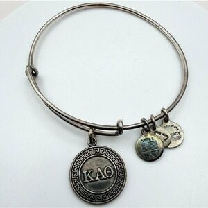 VTG 80s Alex and Ani Kappa Alpha Theta KAO Sorority Silver‎ Tone Bangle Bracelet